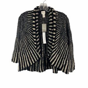 CHICO'S Black & Off White Eyelash Cardigan Jacket